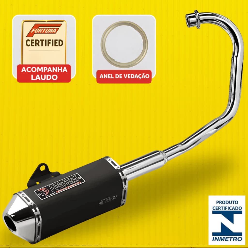 Escapamento Moto Mini Tri F1 Turbo Fortuna Preto CG Titan Fan Start 160 2016 Em Diante - 2