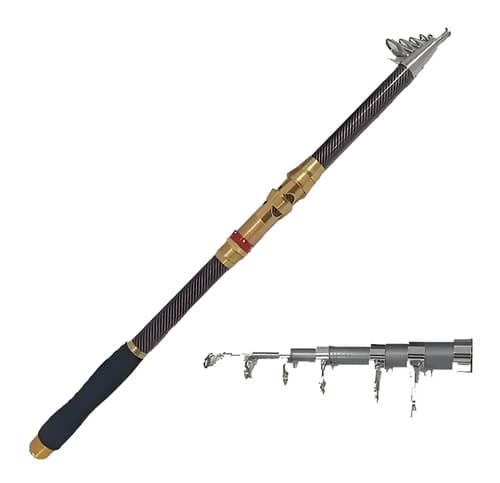 Vara Pesca Telescópica Carbono 4,5m Ação Meia Praia Resistência 20-40lbs - 1